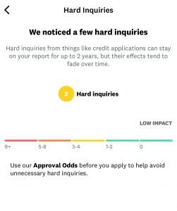 Credit hard inquiries