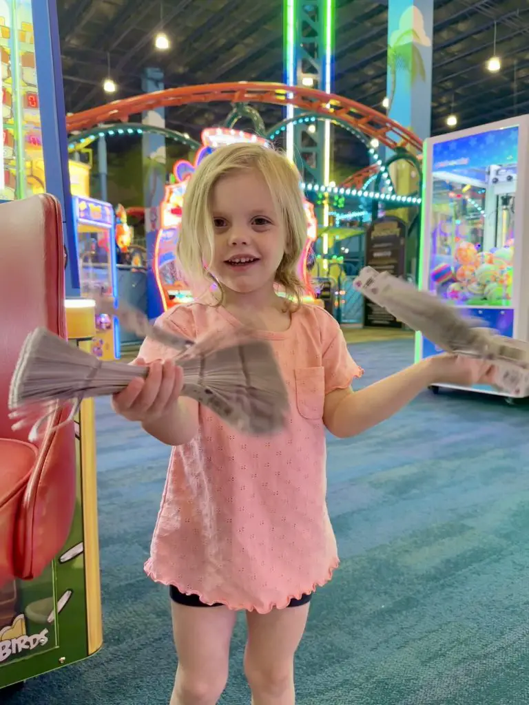 Child won lots of tickets at Tom Foolerys Adventure Park