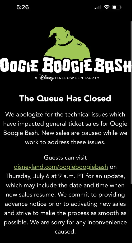 Oogie Boogie Bash Tickets Paused Debacle FMM